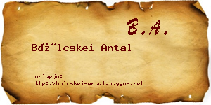 Bölcskei Antal névjegykártya